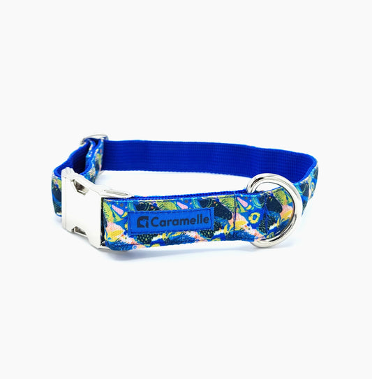 Collier toile Coeur bleu