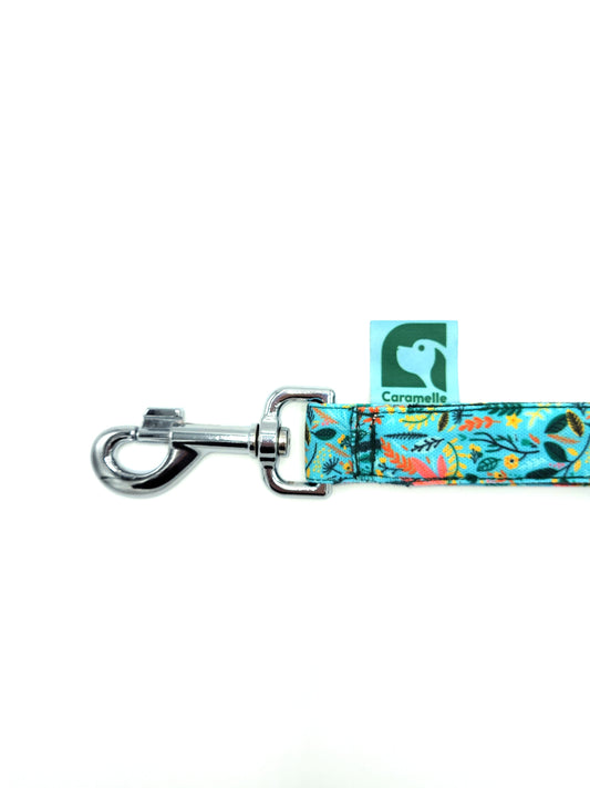 Anse stylé pour petit et grand chien vert, turquoise et rose de french caramelle collection flowerette menthe
