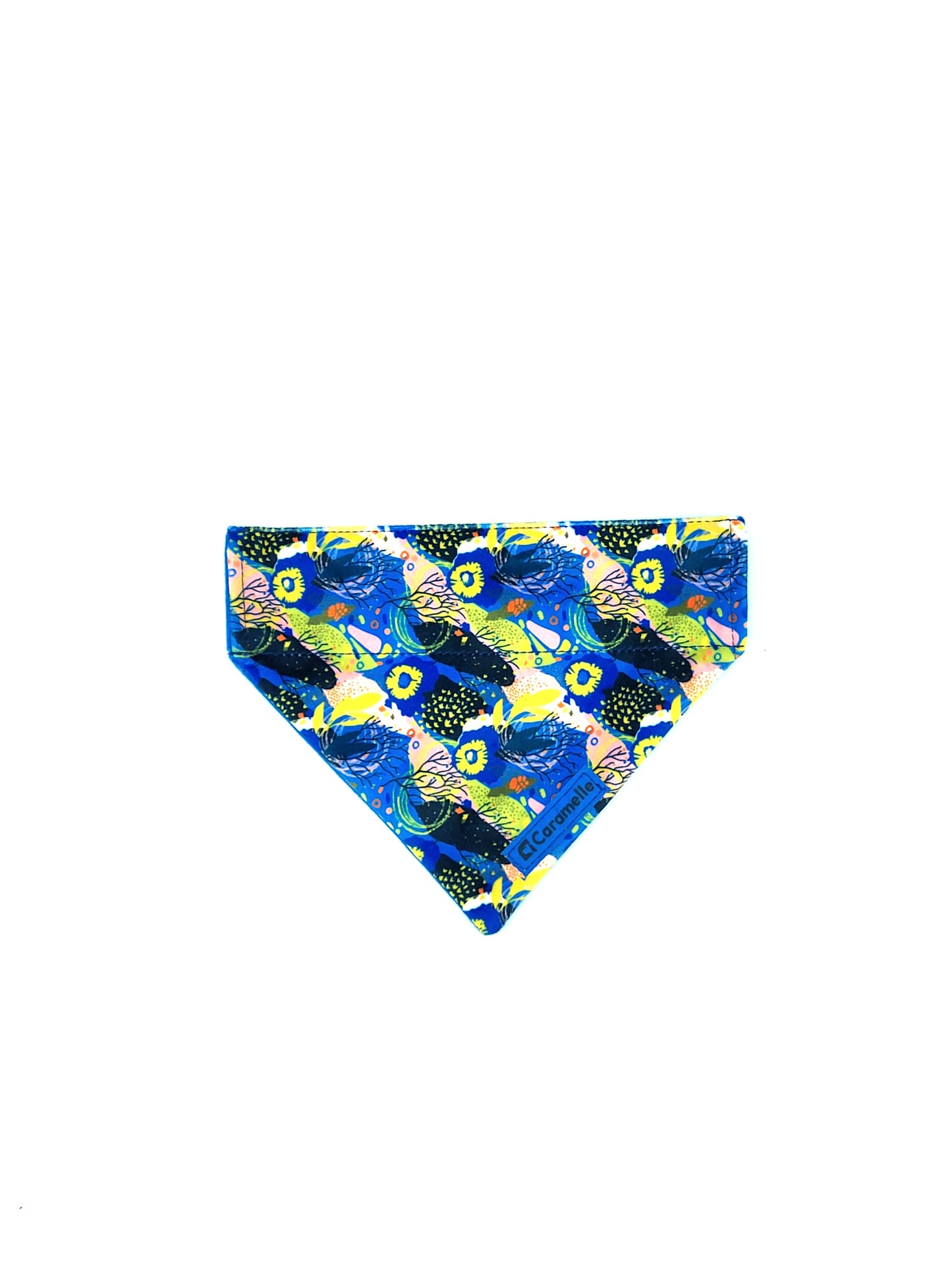 Bandana stylé pour petit et grand chien bleu, vert et jaune de french caramelle collection coeur bleu