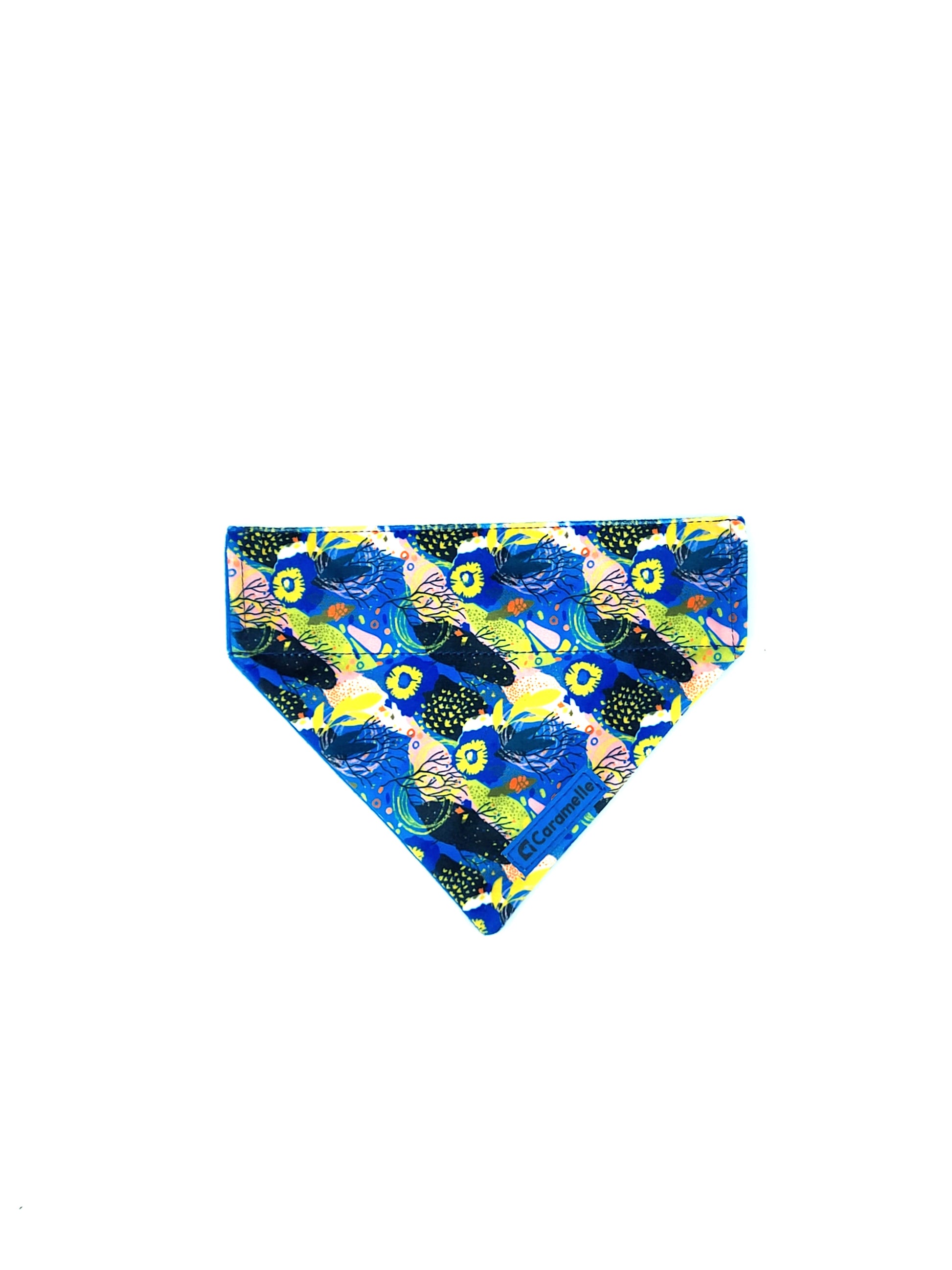 Bandana stylé pour petit et grand chien bleu, vert et jaune de french caramelle collection coeur bleu