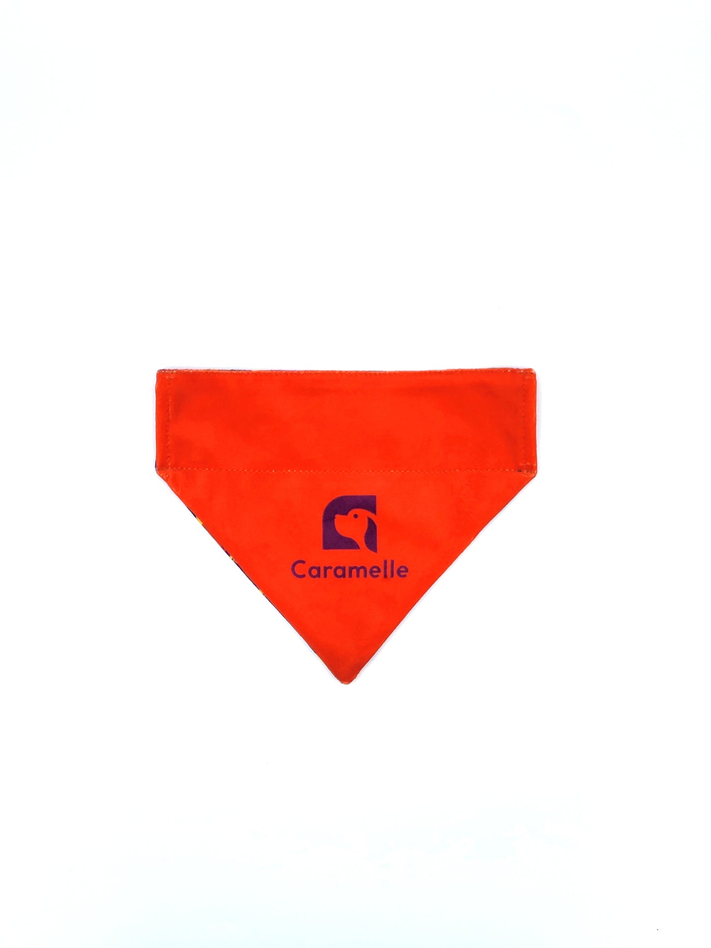 Bandana stylé pour petit et grand chien orange, violet et jaune de french caramelle collection verdoyant-violet
