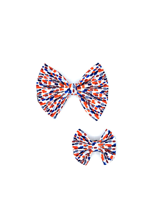 Noeud papillon stylé pour petit et grand chien bleu, blanc et rouge made in france de french caramelle collection tacheté france