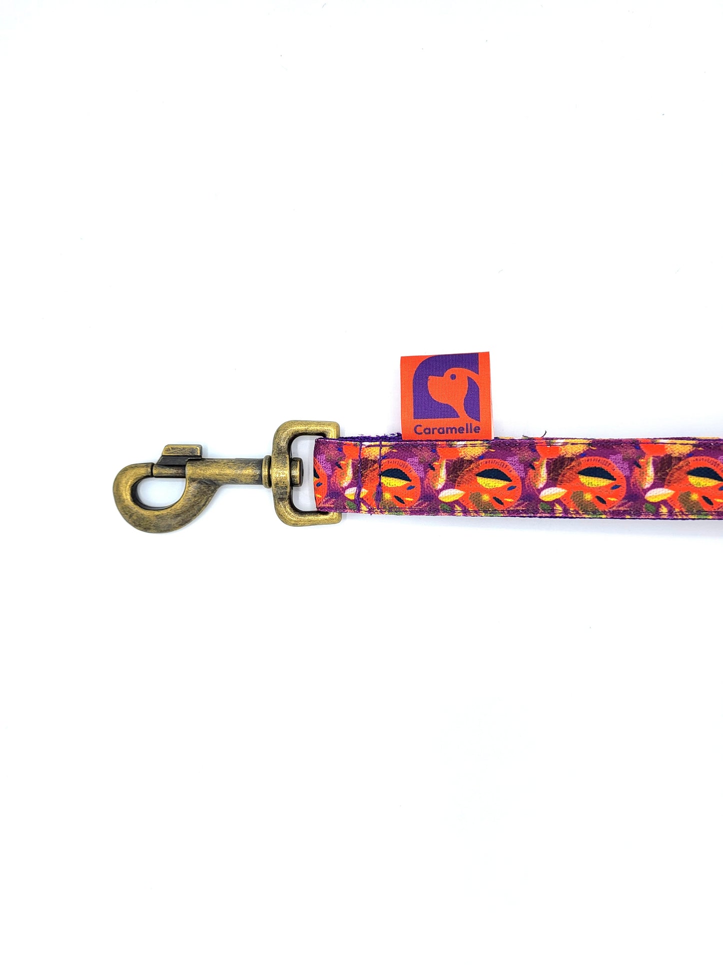Anse stylé pour petit et grand chien orange, violet et beige french caramelle collection verdoyant-violet