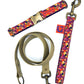 Anse stylé pour petit et grand chien orange, violet et beige french caramelle collection verdoyant-violet