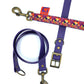 Anse stylé pour petit et grand chien orange, violet et beige french caramelle collection verdoyant-violet