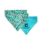 Bandana stylé pour petit et grand chien bleu turquoise, vert et rose de french caramelle collection flowerette menthe