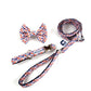 Collier, laisse et noeud papillon stylé pour petit et grand chien bleu blanc rouge made in France de french caramelle collection tacheté France