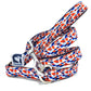 Laisse stylé petit et grand chien bleu, blanc et rouge made in france french caramelle collection tacheté France