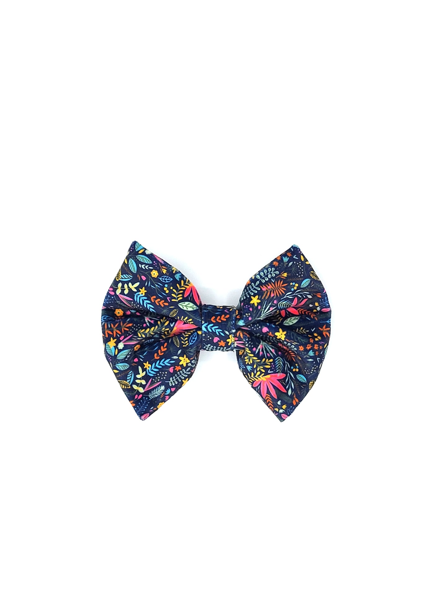 Noeud papillon stylé pour petit et grand chien bleu marine, bleu et rose de french caramelle collection flowerette marine